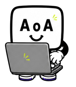 Aoey working at a laptop